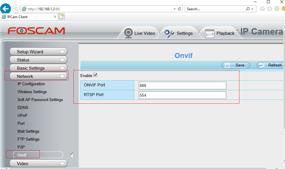 Configure Foscam IP Camera/DVR to enable ONVIF and RTSP protocols