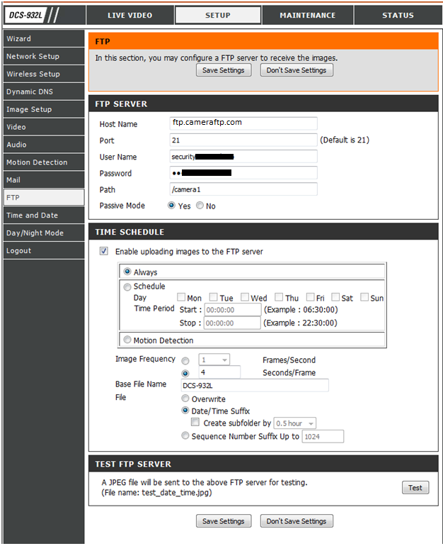 Configure IP camera to upload to the cloud via FTP