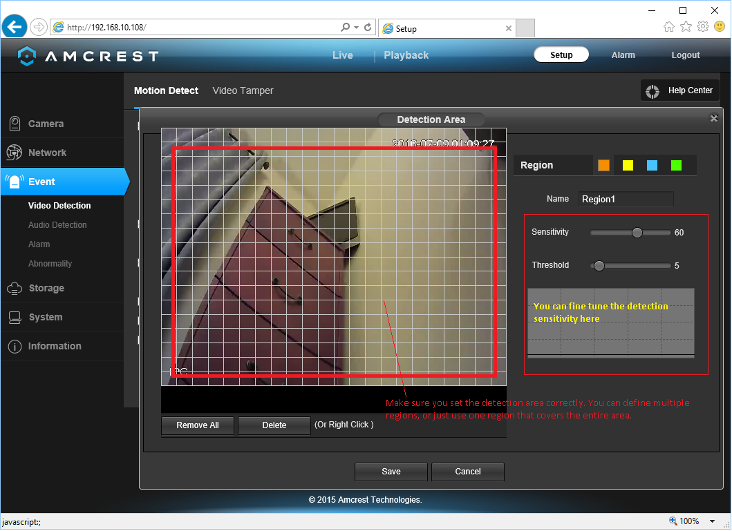 amcrest camera recording