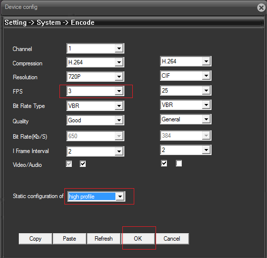 Setting System Encode VideoProfile