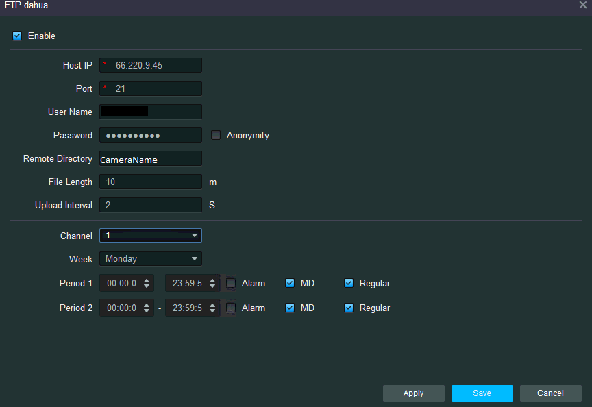 Dahua DVR SmartPSS Configure FTP Settings