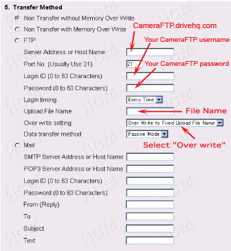 Select FTP at Transfer method