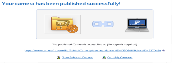 Publish a camera and get the static camera URL